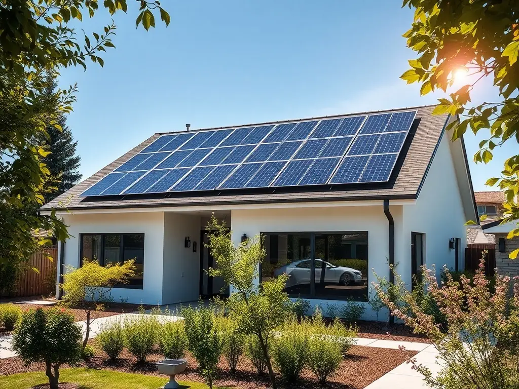 Modern home with rooftop solar panel installation in Ontario