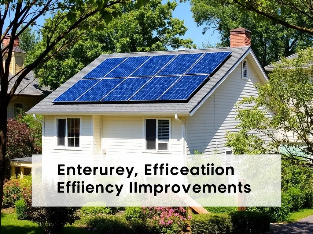 A modern residential home with solar panels on the roof in a sunny neighborhood.