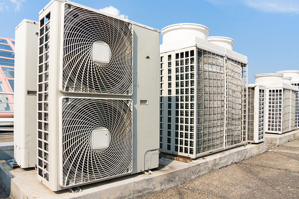 HVAC units installed on commercial building rooftop